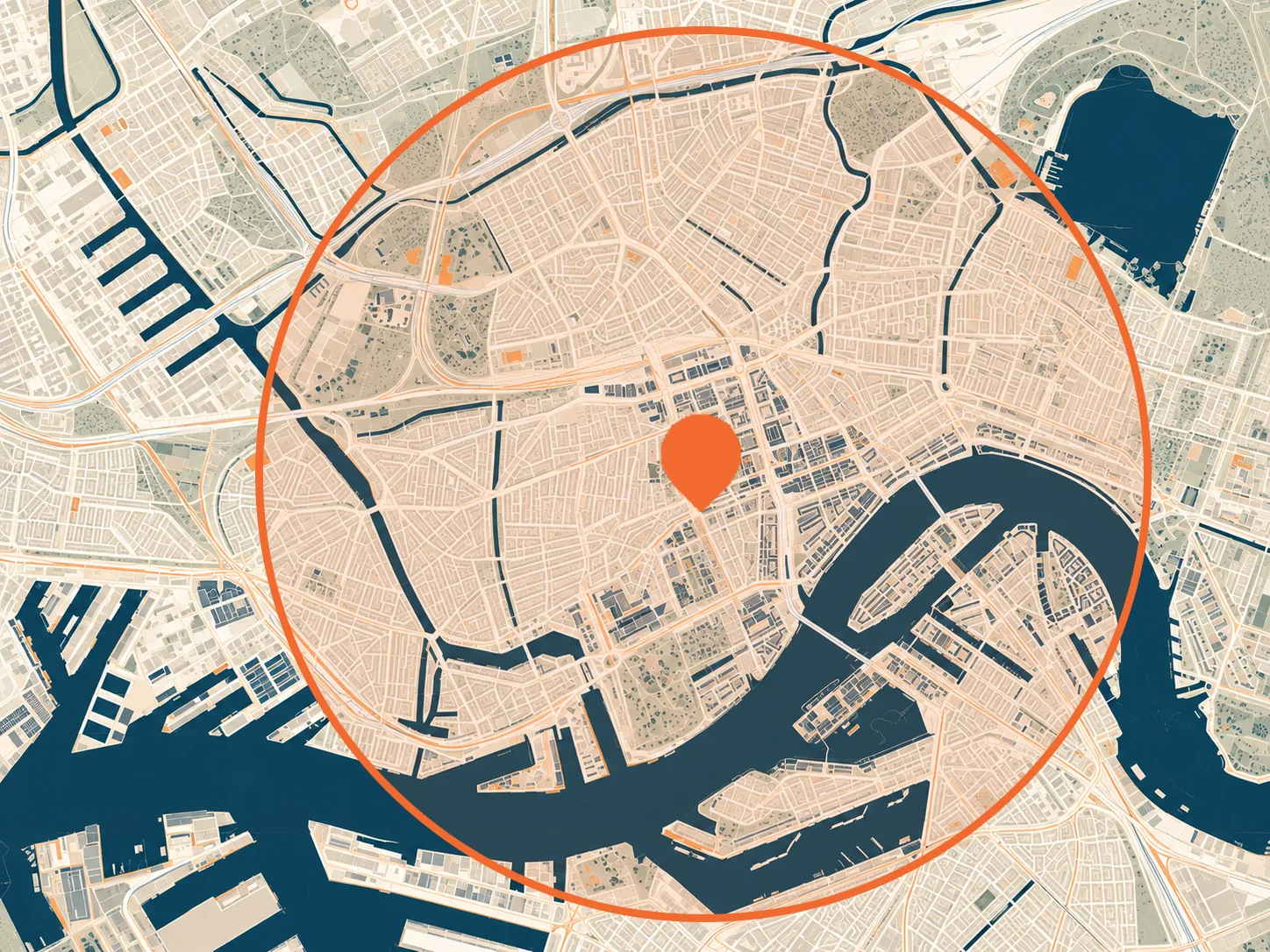 Kaart van Rotterdam Centrum en omliggende wijken